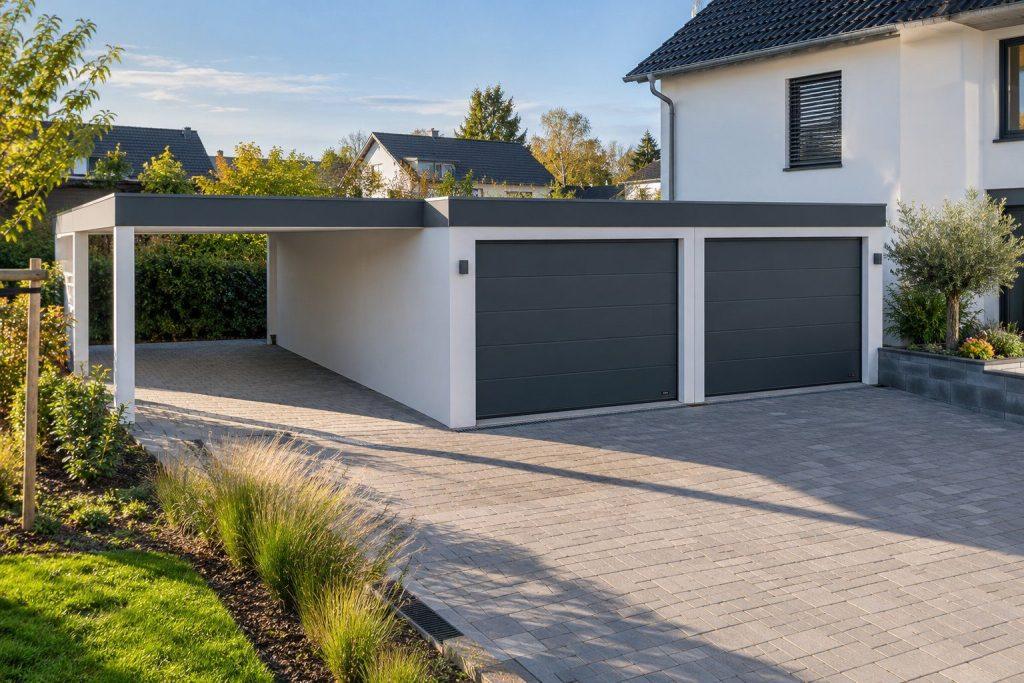 Erweiterung mit Doppelgarage und Doppelcarport anbauen – IGCP GmbH